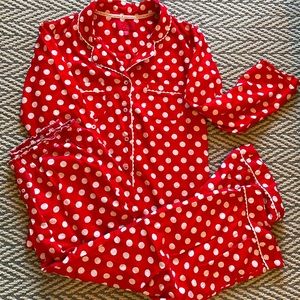 Victoria’s Secret Button Down Pajama Set, Red Polka Dot, Small